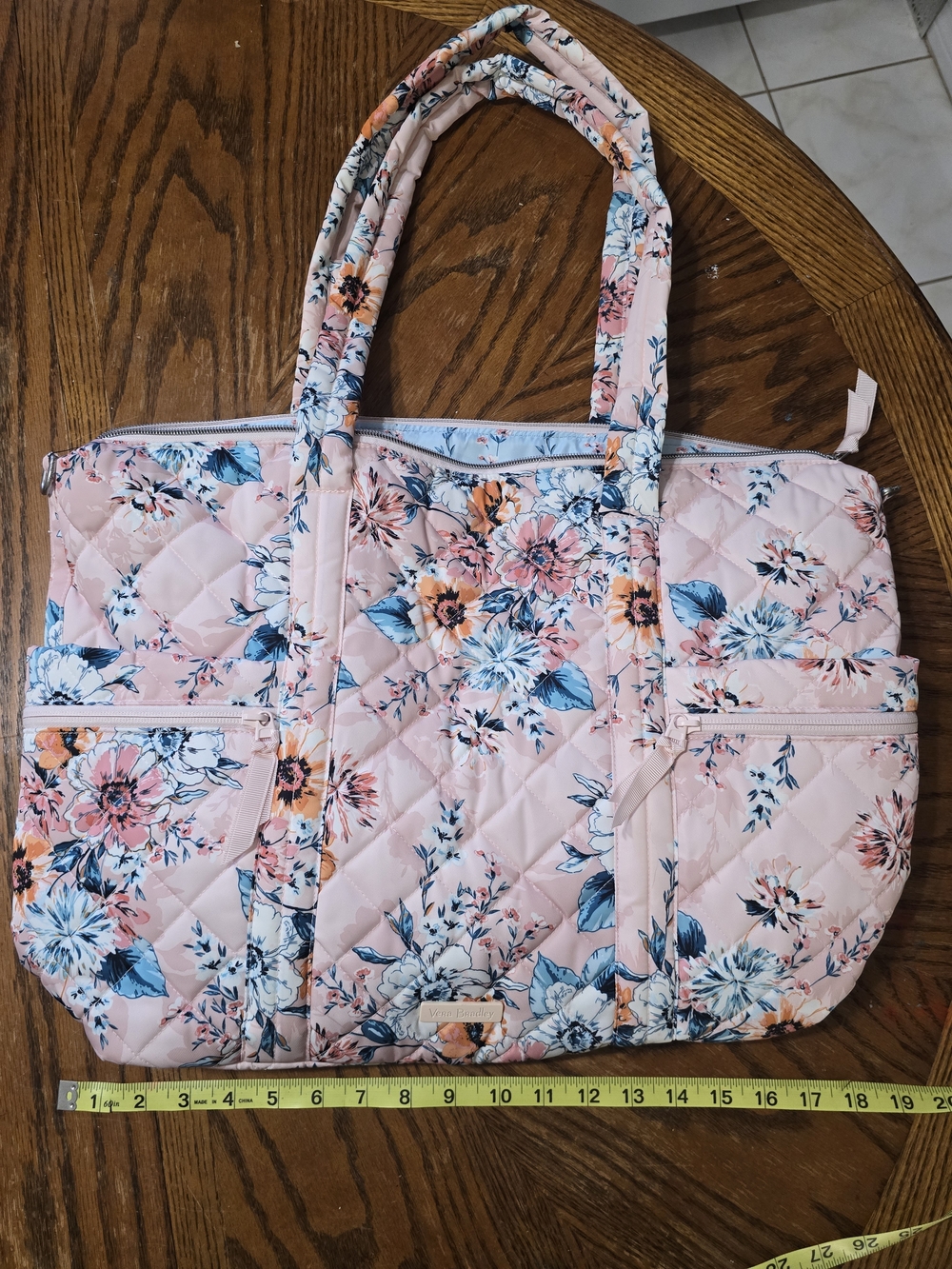 Vera Bradley Floral Quilted Pink Tote Bag - Women's Carryall